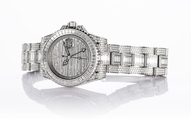 The 40mm replica watch is made from 18ct white gold.